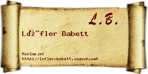 Löfler Babett névjegykártya